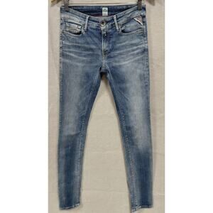 REPLAY LUZ Skinny Jeans Blue Solid Denim Women Size 26